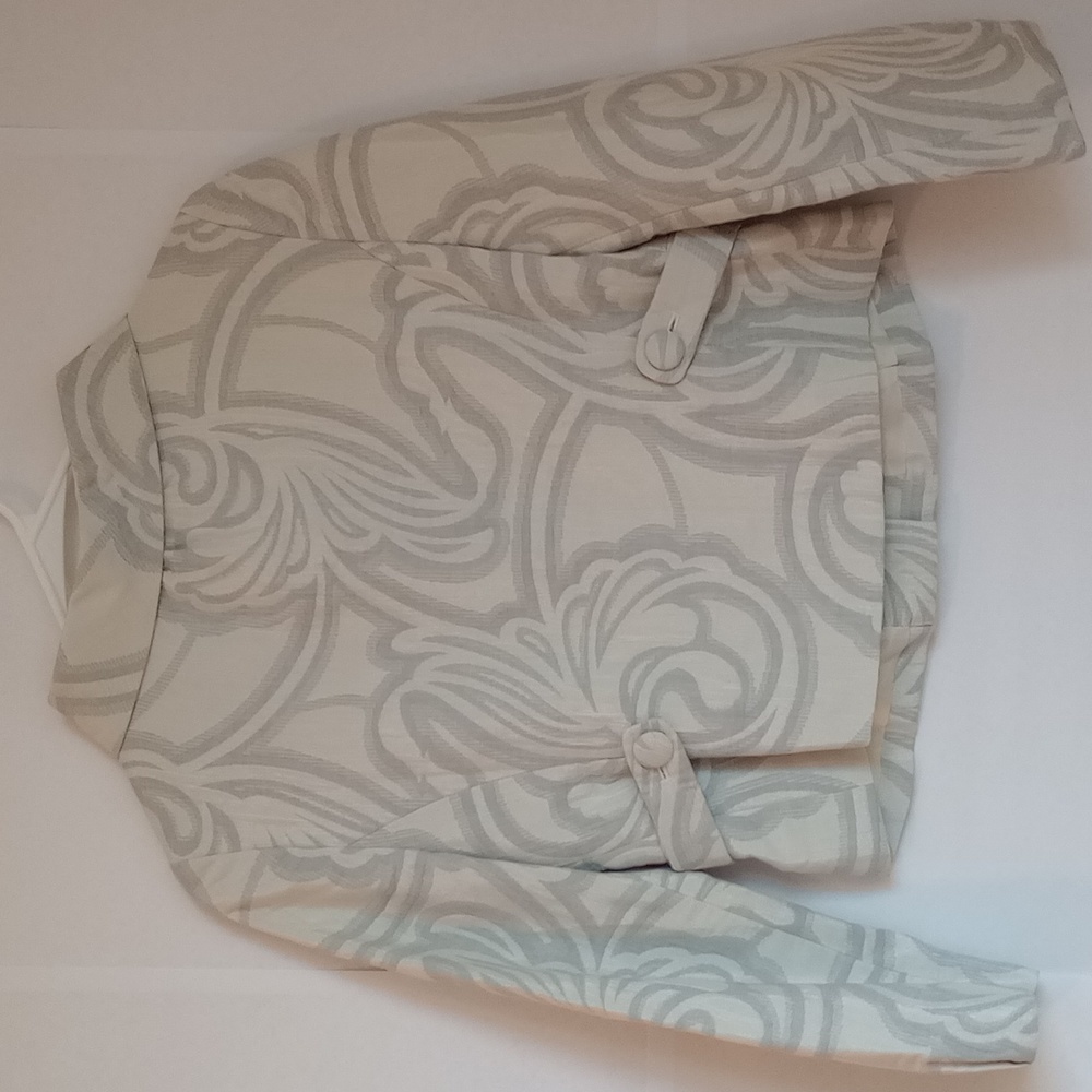 Anthropologie Tabitha Jacquard Crop Bracelet Sleeve Retro Style Jacket Blazer 2 - Picture 3 of 6